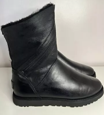 Ugg Boots Size 5.5 Uk - Black Leather (Excellent Condition!) • £12.50