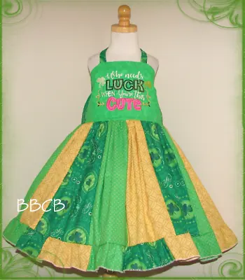 Girls Size 6 St. Patricks Day Green Leprechaun Pageant Shamrock Dress  New • $15