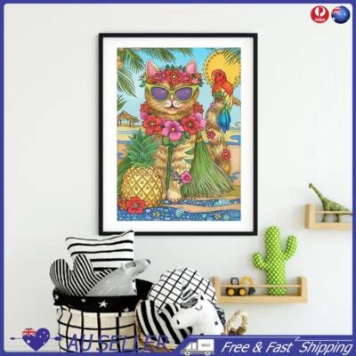 $14.69 • Buy Summer Beach Cat Diamond Painting Kits Full Round Drill Home Wall Decor Art