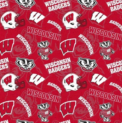 £7.89 • Buy University Of Wisconsin Badgers NCAA Fabric Tone On Tone Logo Pattern 44 Inches 