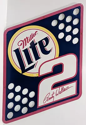 MILLER LITE Beer RUSTY WALLACE #2 NASCAR Embossed Metal Pit Flag Sign 39 X25  • $129.99