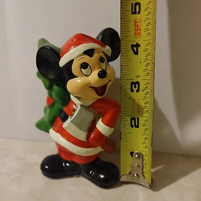 Vintage Disney Mickey Mouse Santa W/ Christmas Tree 4  Ceramic Figure Korea. • $7.99