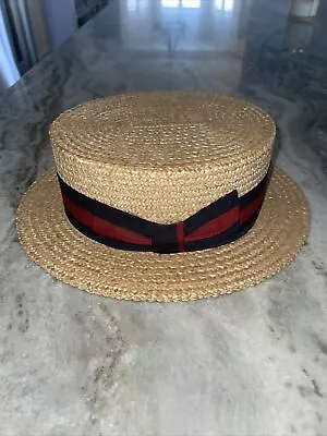 Vintage Brooks Brothers Straw Hat BOATER Skimmer Basher Size XL Made In ITALY • $99.99