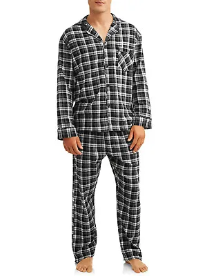  Men Hanes Woven Black Flannel Pajama Set Stretch Elastic Waist 28-30 Small • $21.95