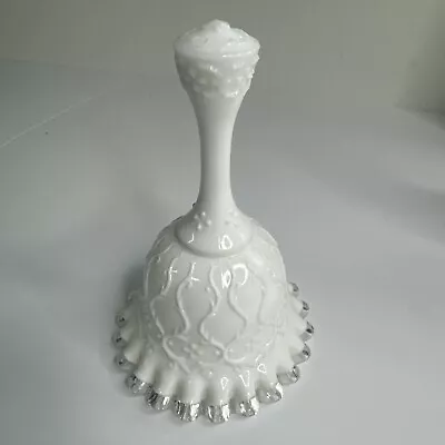 Vintage Fenton Art Glass Silver Crest Spanish Lace Milk Glass Bell Pre Logo • $14.99