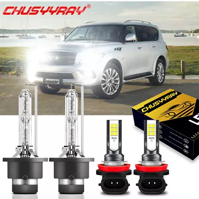 4pcs Headlight High Low Beam Fog Light Bulb For Infiniti QX80 2014 White • $51.41