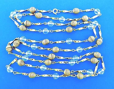 Vintage Crystal Bead  Long Necklace Strand 56 Inch • $41.03