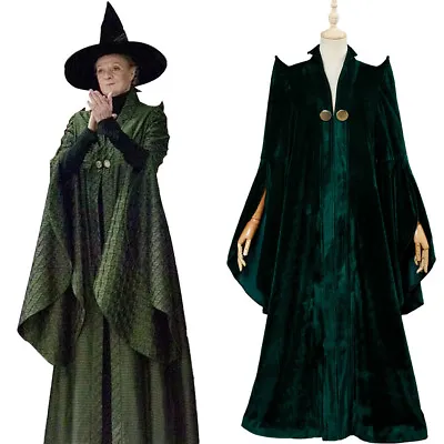 Minerva McGonagall Professor Cosplay Costume Dress Suit Green Robe  • $55.79