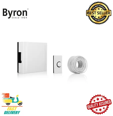£16.99 • Buy Byron Wired Door Chime And Bell Push Kit With Wire Wall Mounted - White 720