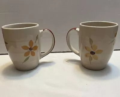 Set Of 2 Mulberry Home Collection Coffee Cup Mugs Floral Hand Painted • $16