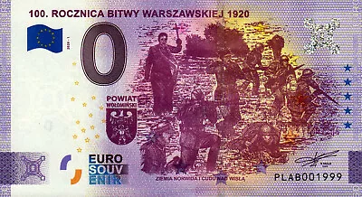 Zero Euro Note - 0 Euro - Poland - 100th 2020-1 Rocznica Bitwy Warszawskiej 1920-1 • £6.76