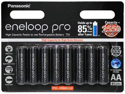 8x Panasonic Eneloop Pro Rechargeable AA Battery Pack MADE IN JAPAN 2550MAH • $74.88