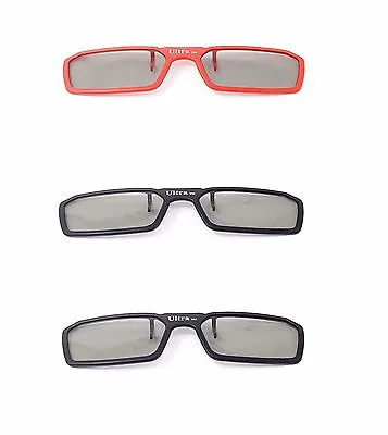 New 3 Pairs Of Clip On 3D Glasses Black Red Polorised For LG Tvs Cinema • £12.99