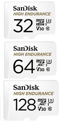 SanDisk 32GB 64GB 128GB High Endurance Micro SD SDHC XC U3 V30 Class 10 Card  • £9.99