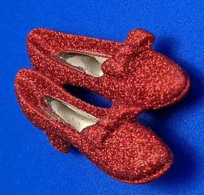 £19.42 • Buy VTG AJC Ruby Red Slippers Brooch Pin Dorothy Wizard Of Oz Glitter 2 Inches Puffy