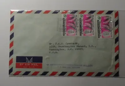 Stampmart : Malaysia 1969 Pulau Pinang Flower Stamps Cover Used To Wash Dc Usa • $4.99