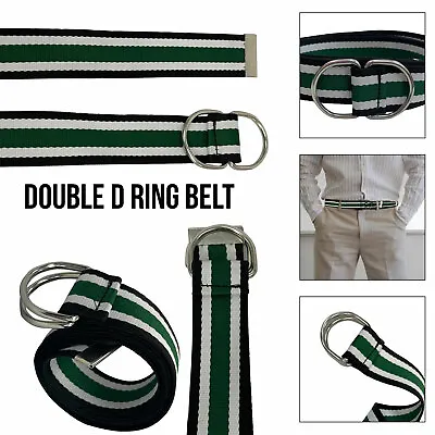 Canvas Belts Men Ladies D-Ring Web Belts Sliver Buckle Rope Military Cloth - UK • £4.25