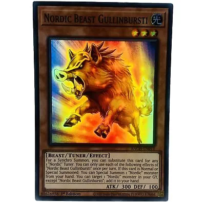 YUGIOH Nordic Beast Gullinbursti BACH-EN011 Super Rare Card 1st Edition NM-MINT • £0.99