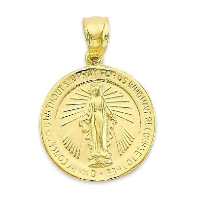 Solid Gold Miraculous Medal Pendant In 10k Or 14k Guadalupe Pendant • $185.39