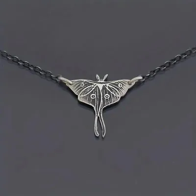 Vintage Mysterious Moth Insect Pendant Silver Color Necklace Silver Plated Gift • $9.98