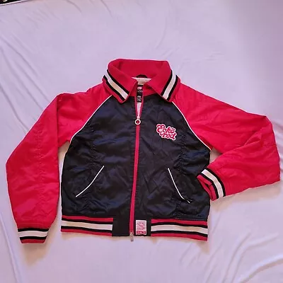 Ecko Red-Womens Red/Black Satin Bomber Jacket Coat 2XL Full Zip Embroidered Y2K • $35