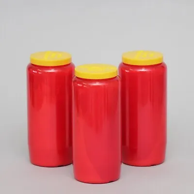 4 Red Sanctuary Candles 7 Day Burning Church Candles Suited For Home Worship  • £23.85