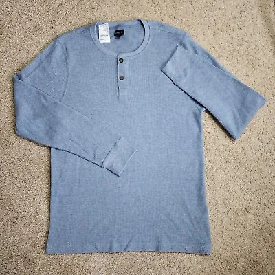 J Crew Henley Shirt Mens XL Sweater Blue Mixed Waffle • $23.74