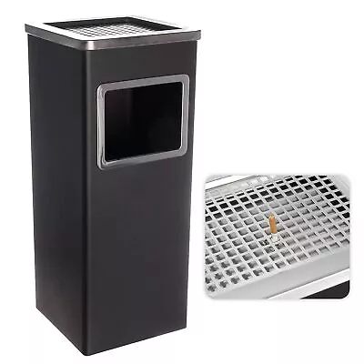 2in1 Metal Steel Free Standing Ashtray Bin Outdoor Dustbin Pub Office Restaurant • £32.95