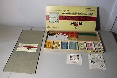 Vintage Monopoly 1954 Board Game Yellow Box W/ Complete Wooden Pieces • $34.99