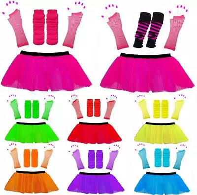 £6.49 • Buy NEON TUTU SET AND ACCESSORIES 1980S SKIRT FANCY DRESS HEN PARTY COSTUME 80s RAVE