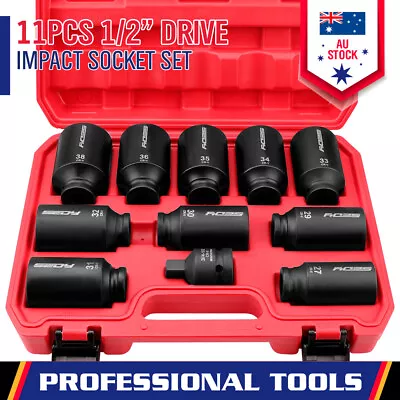 11-Pieces 1/2 Drive Deep Impact Socket Set Metric Size Wheel Axle Nut Wrench • $66.99