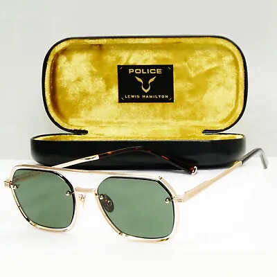 Police Lewis Hamilton F1 Sunglasses Gold Green Square Pilot SPL E18 COL 0300 • $125.06