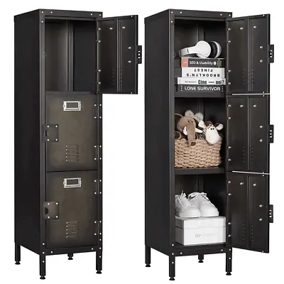 Metal Locker Storage Cabinet3 Tier Shelves Metal Lockers For Home Office Kids  • $89.99