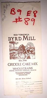 $10 • Buy Vintage Paper Sack Bag - OLD VIRGINIA BYRD MILL, CAKE MIX, RICHMOND, VA - 1987