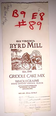 $10 • Buy Vintage Paper Sack Bag - OLD VIRGINIA BYRD MILL, CAKE MIX, RICHMOND, VA - 1987