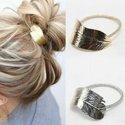 New Leaf Shape Hair Ponytail Ring Elastic Band Cuff Cover Rope Holder Headwear • £2.28