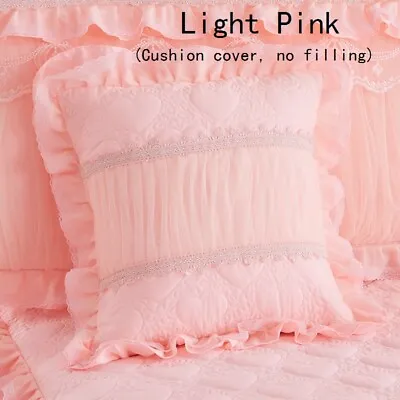 2x Cushion Covers Princess Lace Ruffle Square Zip Pillowcases Home Decor Pink • £20.53