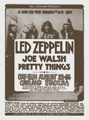 $599 • Buy Led Zeppelin Joe Walsh Bill Graham 1975 Original Concert Poster Randy Tuten