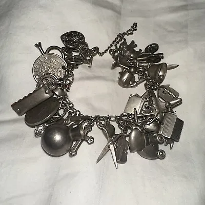 Vintage Charm Bracelet With Over 30 Sterling Silver Charms Vintage • $890.80