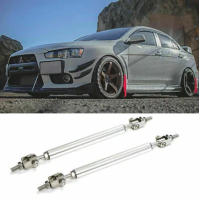 Pair Silver Bumper Lip Splitter Strut Rod Tie Bars For Mitsubishi Lancer Evo X • $14.81