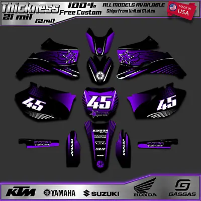 Custom MX Decal Kit Purple/Black For Yamaha YZ 250/450F 2006-2009 - USA Made • $132.99