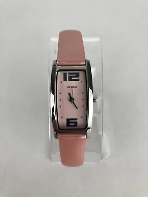 J. Springs By SII 18mm Silver Tone Pink Dial Watch W/Pink Leather Band & Battery • $17