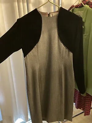 Vintage LAVIN Paris Dress Grey Black Bolero Long Sleeve Classic Designer • $99.99