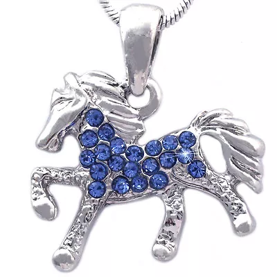 Blue Horse Mustang Pony Stallion Bronco Pendant Necklace Women Jewelry N2009bl • $9.99