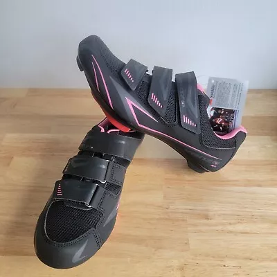 Venzo Cycling Shoes Women's Size 9 Black Pink Mountain Biking Cycling Sports NWT • $29.99