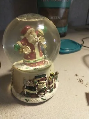 $20 • Buy Christmas Water Snow Globe Tan Country Santa Claus Train Musical Crazy Mountain