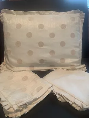 Vtg Michael Amini Designer Cream Shams 2 Std Shams 1 Sq Sham. Dot Beige Velour. • $90