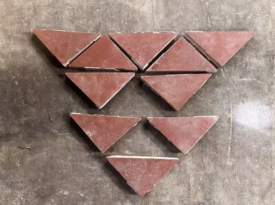 Antique Victorian Maw & Co 3” 2.2” Red Triangle Encaustic Floor Tiles Reclaimed • $4.35