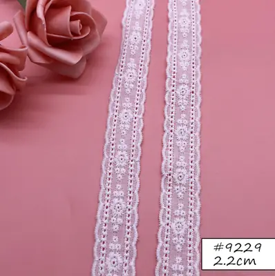 0.9 /2.2CM Cotton Broderie Anglaise White Lace Trim Sewing Crafts Price Per Yard • £2.59