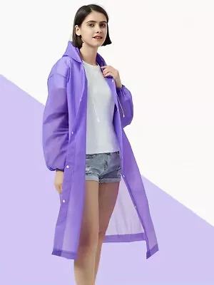 Unisex Adult Waterproof Raincoat Rain Coat Hooded Jacket Poncho Rainwear Camping • $8.98